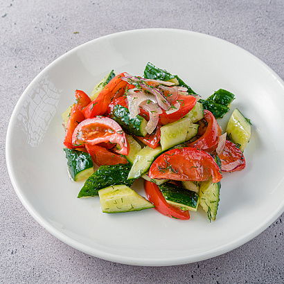 Uzbek tomatos and cucumber salad  with red onions