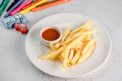 French fries with ketchup